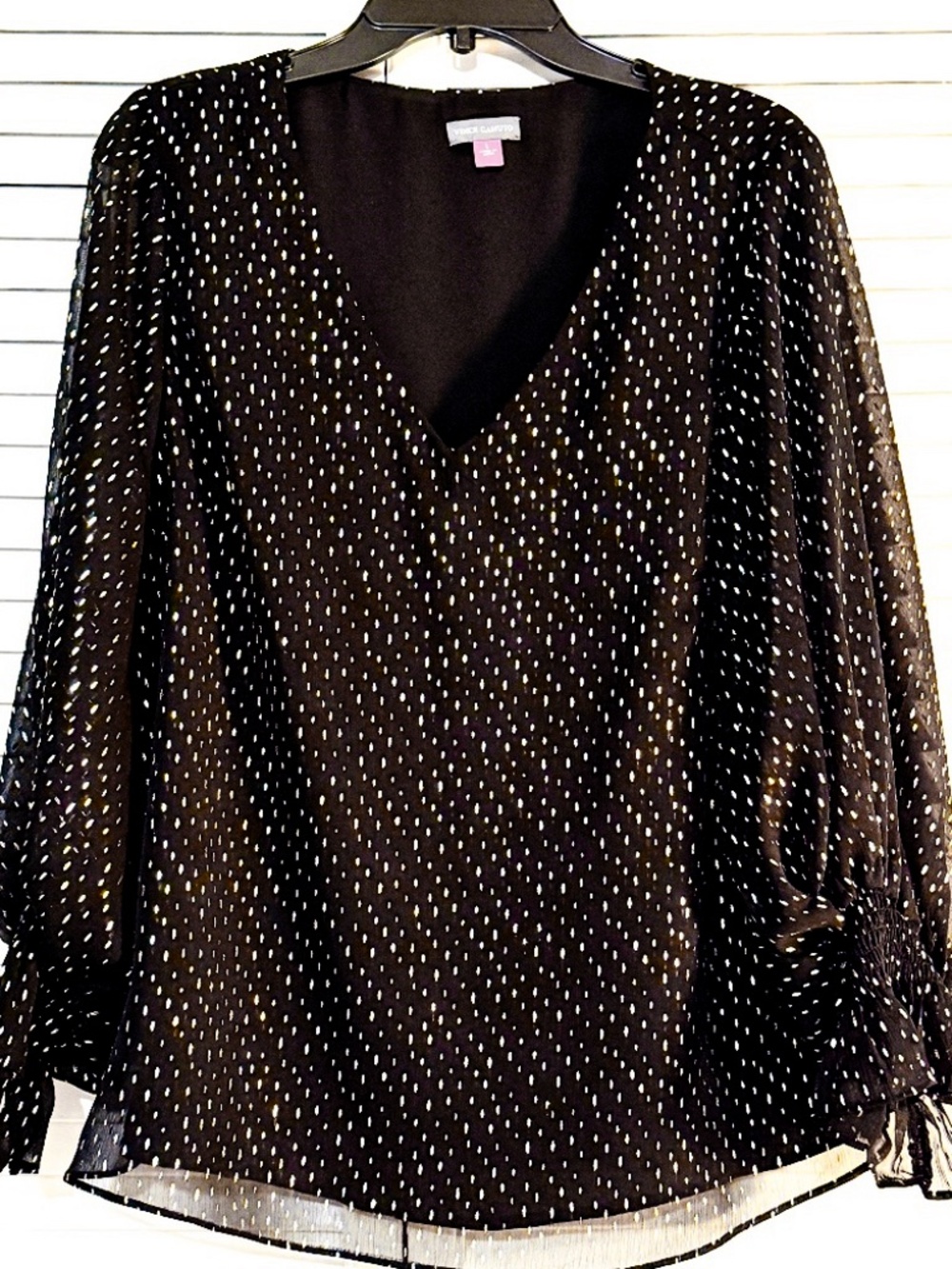 Vince Camuto Top Blouse - Black & Gold -Size Large - New with tags
